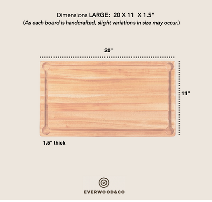 Premium "Snooker Cut"  Board - Rectangular Shape Cutting Boards With Extra Juice Grove - LARGE