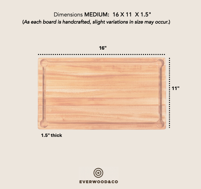 Premium "Snooker Cut"  Board - Rectangular Shape Cutting Boards With Extra Juice Grove - MEDIUM