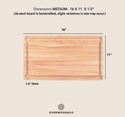 Premium "Snooker Cut"  Board - Rectangular Shape Cutting Boards With Extra Juice Grove - MEDIUM